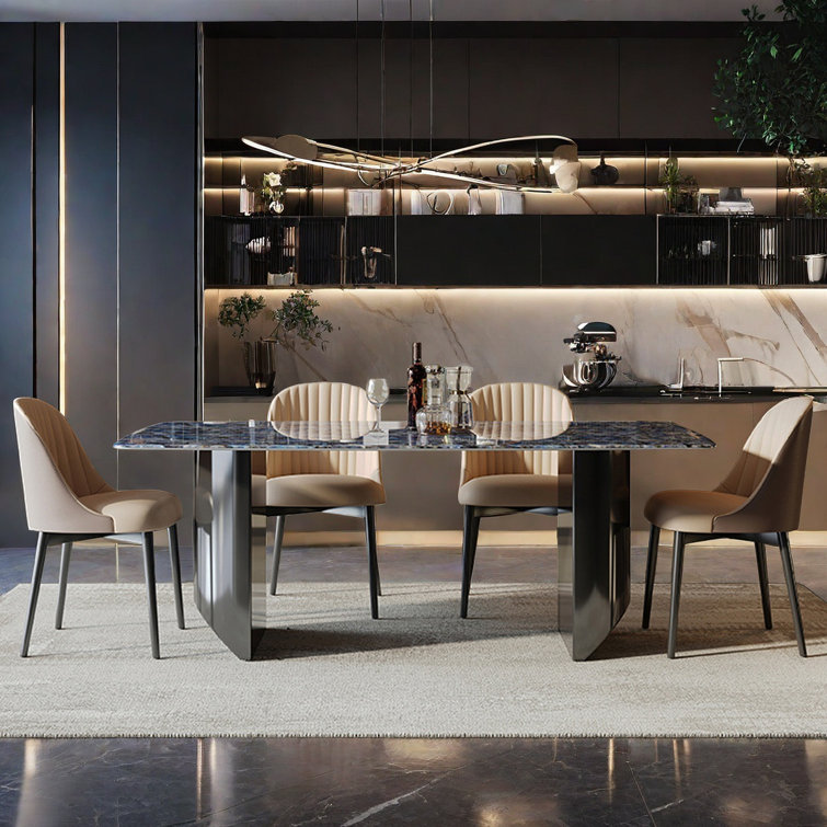 ALLNICEDT Modern Simple Supercrystal Stone Dining Table Set Wayfair